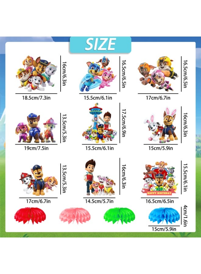 FRUITFUL PARTY 9pcs PAW Patrol Honeycomb Centerpieces – Rescue Pup Table Decorations, Honeycomb Centerpiece Set for PAW Patrol Theme Birthday Party Decoration Supplies - Image 2